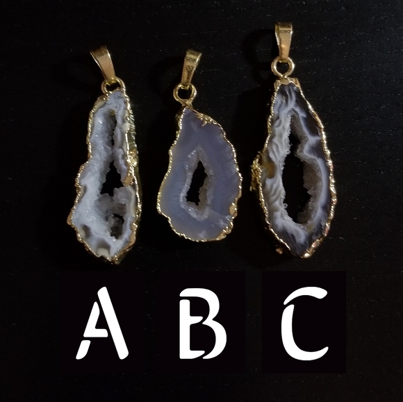 Natural Agate Drusy Necklace - Picture 8 of 9